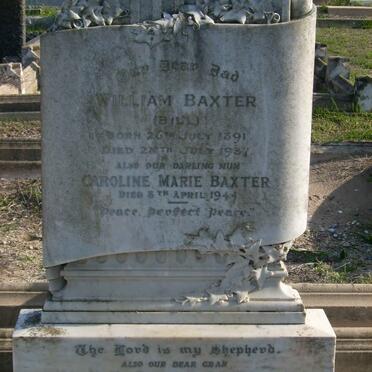 BAXTER William 1891-1937 &amp; Caroline Marie -1944 :: BAXTER Mary Tunbridge -1948