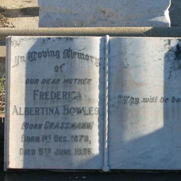 BOWLES Frederica Albertina nee GRASSMAN 1878-1935