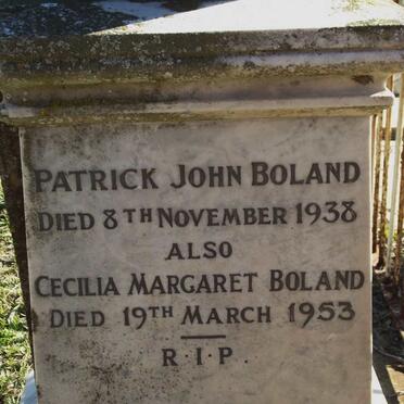 BOLAND Patrick John -1938 &amp; Cecilia Margaret -1953