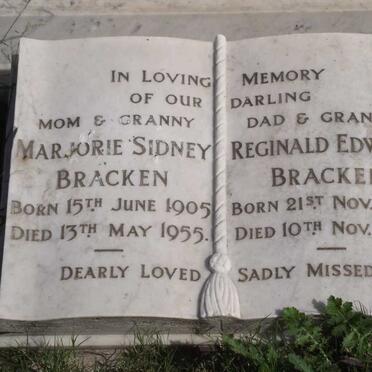 BRACKEN Reginald Edward 1904-1954 &amp; Marjorie Sidney 1905-1955 