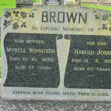 BROWN Harold Joseph -1959 &amp; Myrtle Winnifred -1935