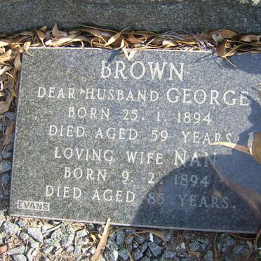 BROWN George 1894-1953 &amp; Nan 1894-1979