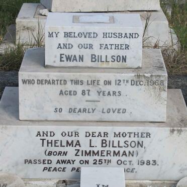 BILLSON Ewan -1968 &amp; Thelma L. ZIMMERMAN -1983