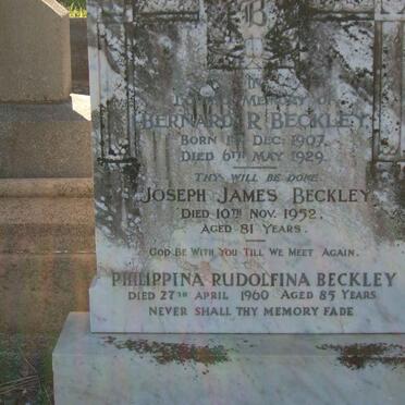 BECKLEY Bernard R.1907-1929 :: BECKLEY Joseph James -1952 :: BECKLEY Philippina Rudolfina -1960