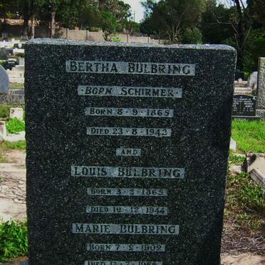 BULBRING Bertha nee SCHIRMER 1865-1943 :: BULBRING Louise 1865-1944 :: BULBRING Marie 1902-1965