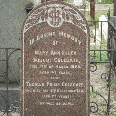 COLEGATE Thomas Philip -1903 &amp; Mary Ann Ellen -1900