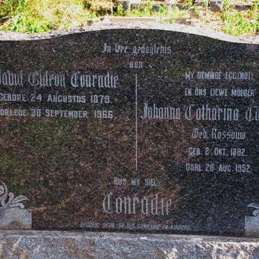 CONRADIE David Gideon 1879-1966 &amp; Johanna Catharina ROSSOUW 1882-1952