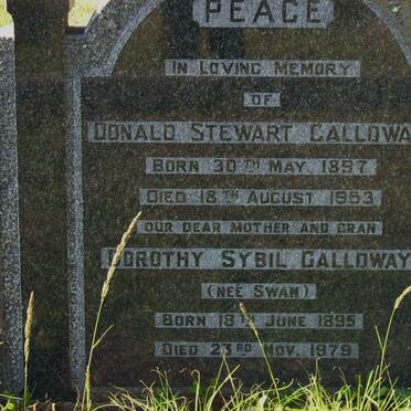 CALLOWAY Donald Stewart 1897-1953 &amp; Dorothy Sybil SWAN 1895-1979