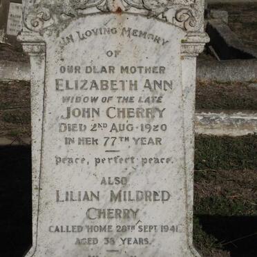 CHERRY Elizabeth Ann -1920 :: CHERRY Lilian Mildred -1941