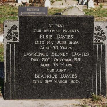 DAVIES Lawrence Sidney -1961 &amp; Elsie -1959 :: DAVIES Beatrice -1950