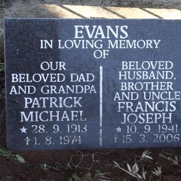 EVANS Patrick Michael 1913-1974 :: EVANS Francis Joseph 1941-2006