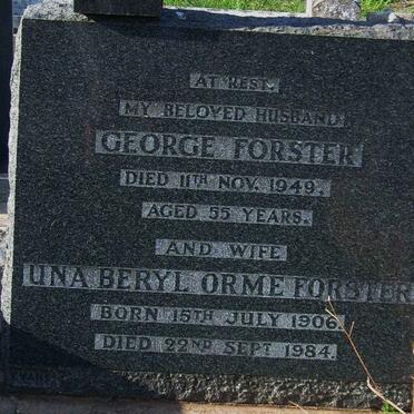 FORSTER George -1949 &amp; Una Beryl Orme 1906-1984