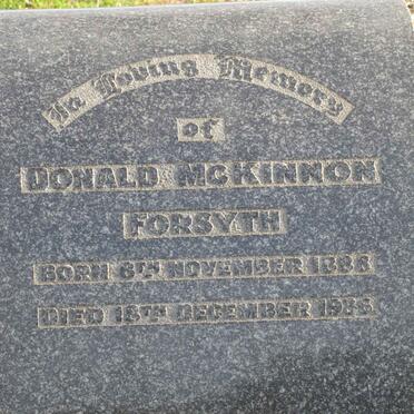 FORSYTH Donald McKinnon 1888-1936