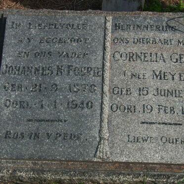 FOURIE Johannes N. 1870-1940 &amp; Cornelia Gezina  MEYER 1874-1958