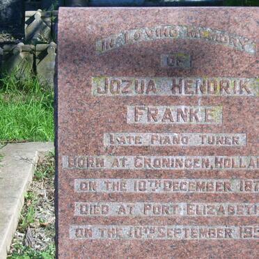 FRANKE Jozua Hendrik 1873-1952