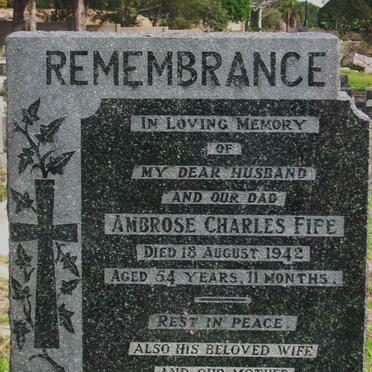 FIFE Ambrose Charles -1942 &amp; Rose Magdalena -1961