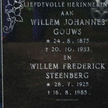 GOUWS Willem Johannes 1875-1953 :: STEENBERG Willem Frederick 1925-1985