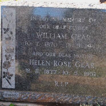 GEAR William 1870-1945 &amp; Helen Rose 1877-1957