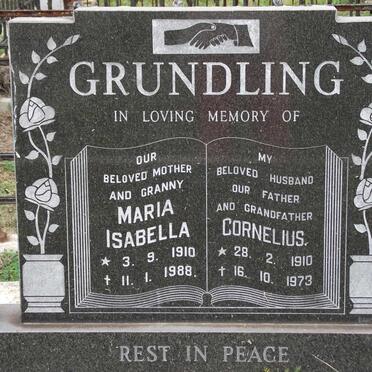 GRUNDLING Cornelius 1910-1973 &amp; Maria Isabella 1910-1988