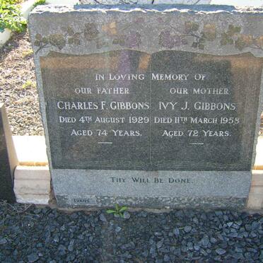 GIBBONS Charles F. -1929 &amp; Ivy J. -1958