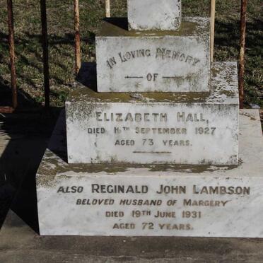 HALL Elizabeth -1927 :: LAMBSON  Reginald John -1931