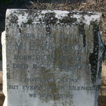 HANEKOM M.E. 1871-1951