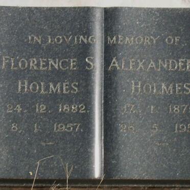 HOLMES Alexander S. 1875-1953 &amp; Florence S. 1882-1957 