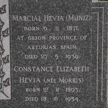 HEVIA Marcial 1871-1939 &amp; Constance Elizabeth MORRIS 1893-1954