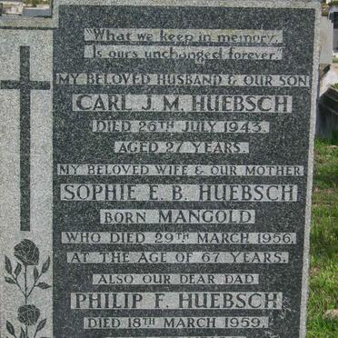 HUEBSCH Philip F. -1959 &amp; Sophie E.B. -1956 :: HUEBSCH Carl J.M. -1943