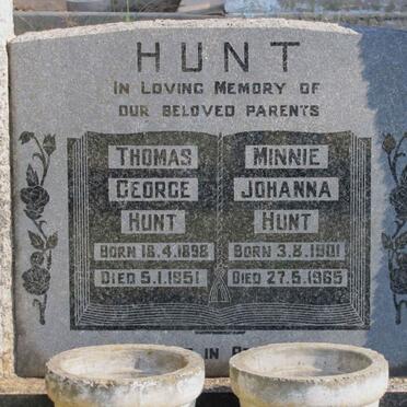 HUNT Thomas George 1898-1951 &amp; Minnie Johanna 1901-1965