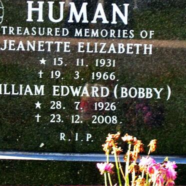HUMAN William Edward 1926-2008 &amp; Jeanette Elizabeth 1931-1966 