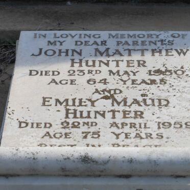 HUNTER John Matthew -1930 &amp; Emily Maud -1959