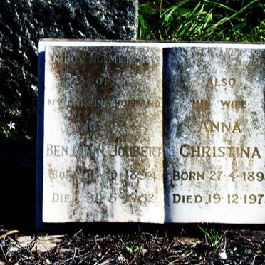 JOUBERT Joseph Benjamin 1894-1952 &amp; Anna Christina 1898-1973