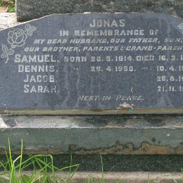 JONAS Samuel 1914-1973 :: JONAS Dennis 1960-1970 :: JONAS Jacob -1967 :: JONAS Sarah -1950