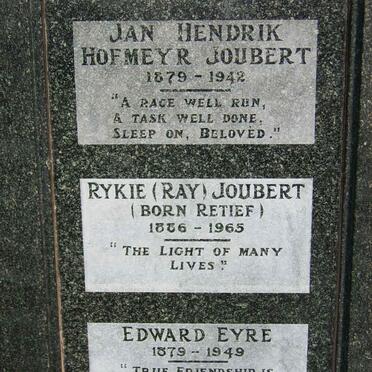 JOUBERT Jan Hendrik Hofmeyr 1879-1942 &amp; Rykie RETIEF 1886-1965 :: EYRE Edward 1879-1949