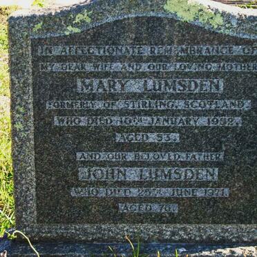 LUMSDEN John -1971 &amp; Mary -1952