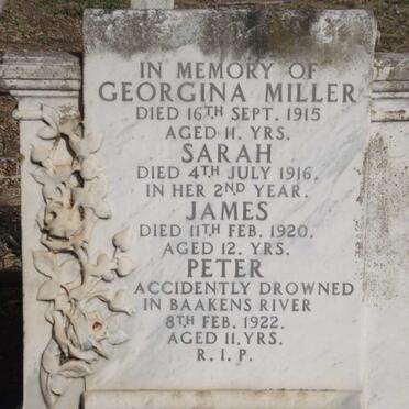 MILLER Georgina -1915 :: MILLER Sarah -1916 :: MILLER James -1920 :: MILLER Peter -1922