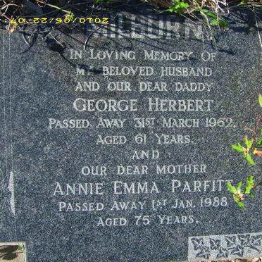 MILBORN George Herbert -1962 &amp; Annie Emma PARFITT -1988