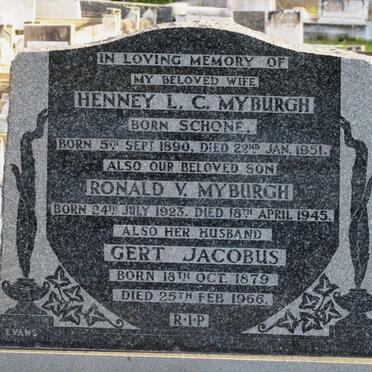 MYBURGH Gert Jacobus 1879-1966 &amp; Henney L.C. SCHONE 1890-1951 :: MYBURGH Ronald V. 1923-1945