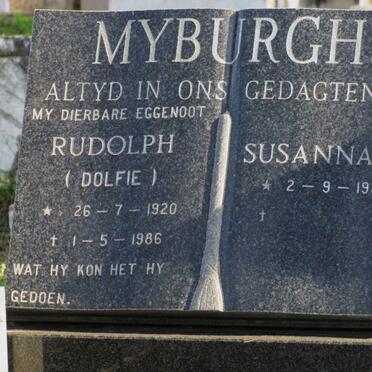 MYBURGH Rudolph 1920-1986 &amp; Susanna E. 1930-