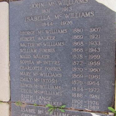 McWILLIAMS :: WALKER :: FORBES :: McINTYRE :: McINTOSCH :: LANGE