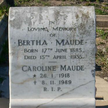 MAUDE Bertha 1885-1935 :: MAUDE Caroline 1918-1989