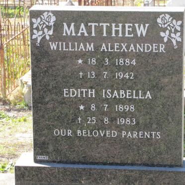 MATTHEW William Alexander 1884-1942 &amp; Edith Isabella 1898-1983