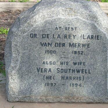 MERWE De La Rey, van der 1900-1952 &amp; Vera Southwell HARRIS 1897-1994