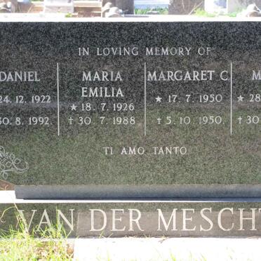 MESCHT Daniel, van der 1922-1992 &amp; Maria Emilia 1926-1988 