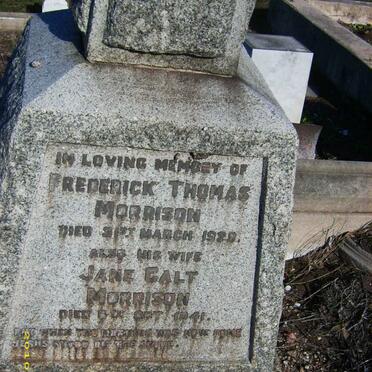 MORRISON Frederick Thomas -1929 &amp; Jane Galt -1941