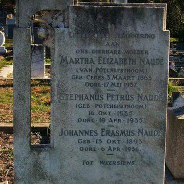 NAUDE Martha Elizabeth 1863-1937 :: NAUDE Stephanus Petrus 1885-1935 :: NAUDE Johannes Erasmus 1893-1936 QUIN John A. 1880-1949