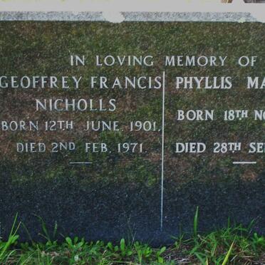 NICHOLLS Geoffrey Francis 1901-1971 &amp;  Phyllis Marjorie 1906-1994