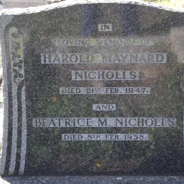 NICHOLLS Harold Maynard -1947 &amp; Beatrice M. -1958