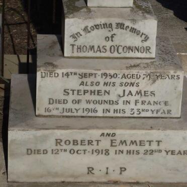 O'CONNOR Thomas -1930 :: O'CONNOR Stephen James -1916 :: O'CONNOR Robert Emmett  -1918